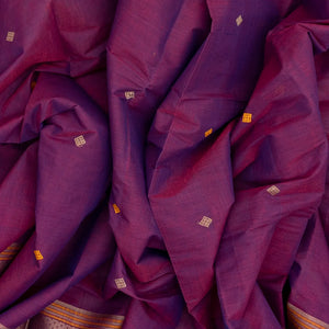 Magenta Handloom Kanchi Cotton Saree With Diamond Motifs