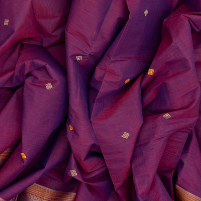 Magenta Handloom Kanchi Cotton Saree With Diamond Motifs