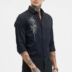 Black Embellished Slim Fit Shirt