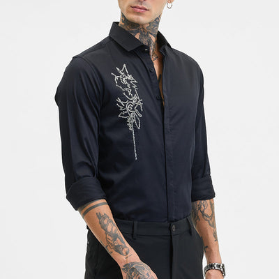Black Embellished Slim Fit Shirt