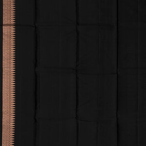 Black Handloom Kanchipuram Silk Saree With Floral Motifs
