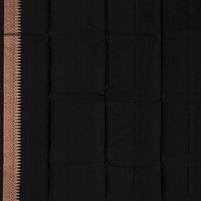 Black Handloom Kanchipuram Silk Saree With Floral Motifs