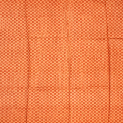 Dark Peach Handloom Tussar Silk Saree Printed With Geometric & Floral Motifs