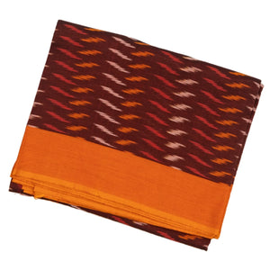 Maroon Handwoven Orissa Cotton Saree With Tie & Dye Floral Motifs