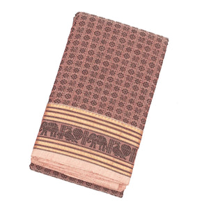 Dusty Pink Handloom Kanchi Cotton Saree With Annam Chakaram Motifs