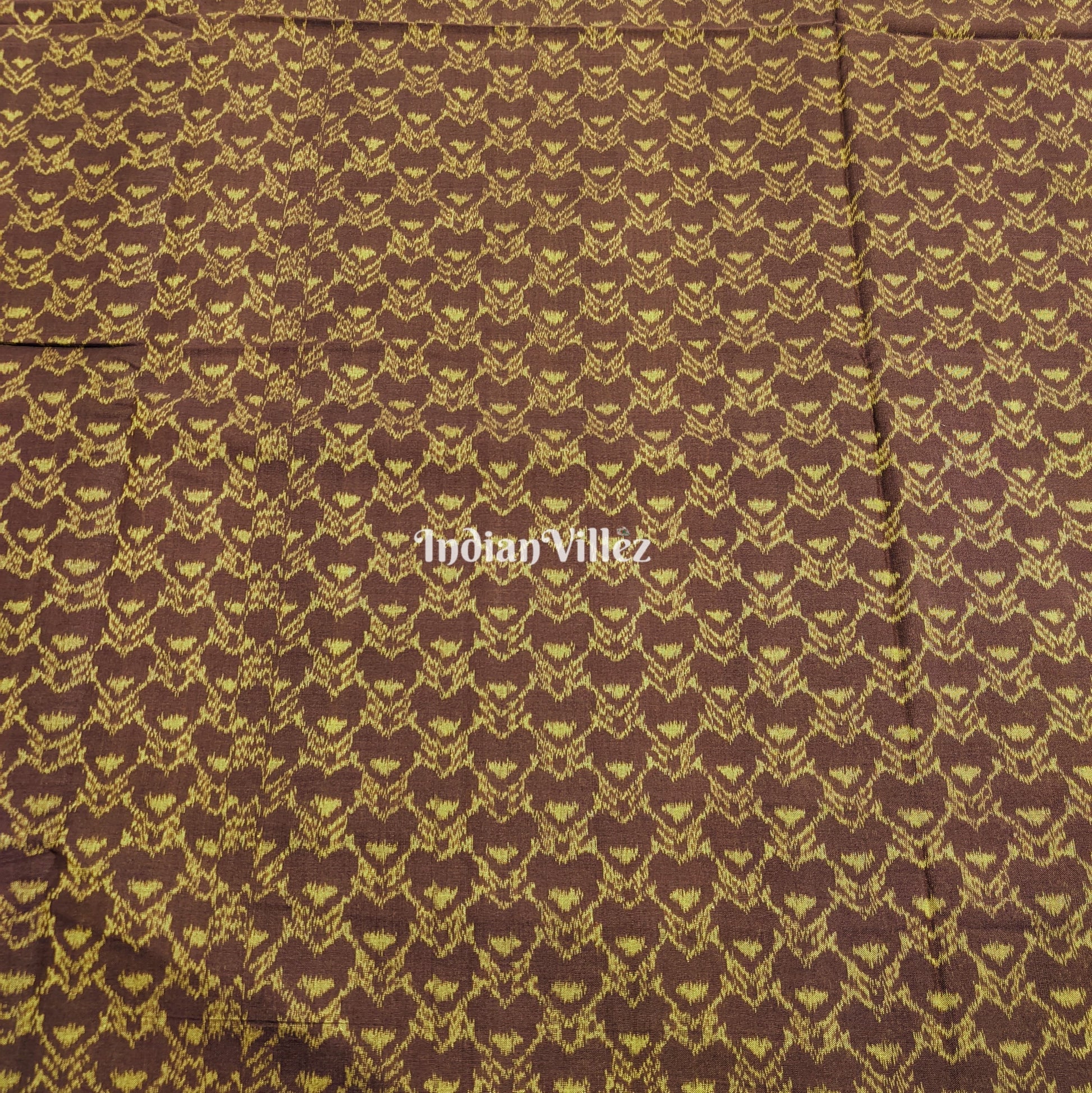 Dark Coffee Color Dual Tone Sambalpuri Ikat Cotton Fabric