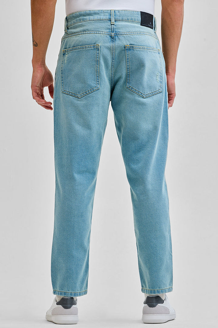 Light Blue Distressed Baggy Fit Jeans