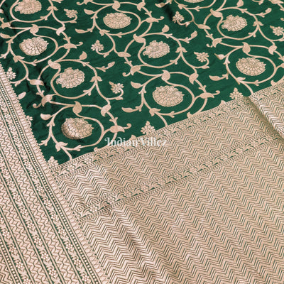 Teal Green Uppada Katan Silk Banarasi Saree