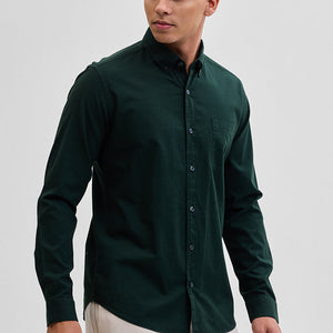 Dark Green Checks Slim Fit Shirt