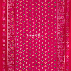 Rani Pink Odisha Ikat Contemporary Silk Saree with Elephant & Pasapali Border