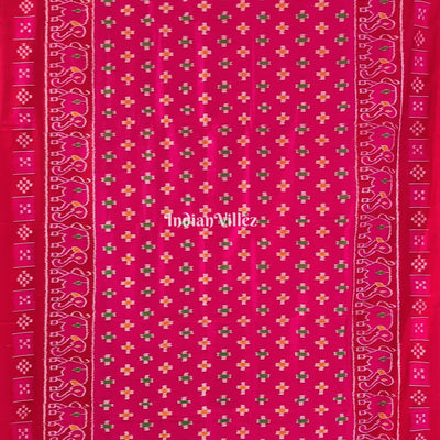 Rani Pink Odisha Ikat Contemporary Silk Saree with Elephant & Pasapali Border