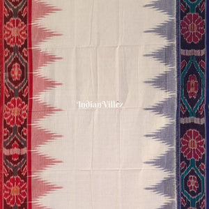 White Red Odisha Ikat Sambalpuri Cotton Saree