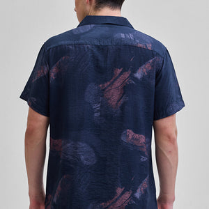Navy Abstract Box Fit Shirt
