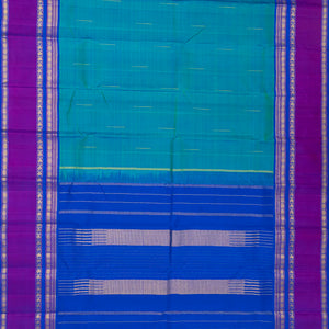 Cyan Handloom Kanchipuram Silk Saree With Rain Drop Buttas