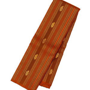 Oil Mustard Handloom Kanchipuram Silk Saree With Stripes & Buttas