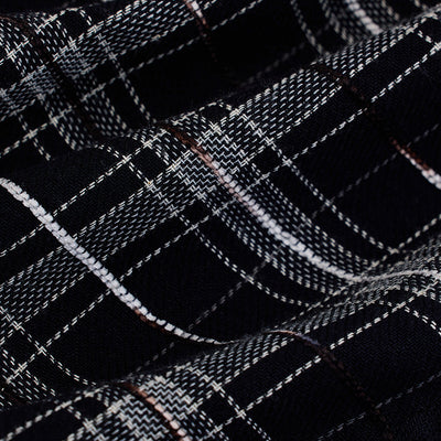 Black Slub Textured Checks Shirt