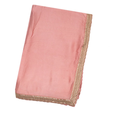 Bubblegum Pink Woven Banarasi Satin Saree With Embroidery