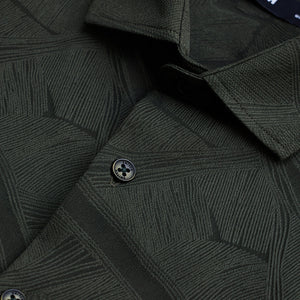 Dark Green Slim Fit Self-Design Shirt