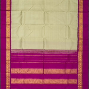 Cardamom Green Handloom Kanchipuram Korvai Silk Saree With Violet Border