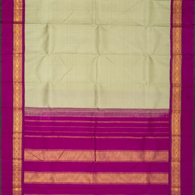 Cardamom Green Handloom Kanchipuram Korvai Silk Saree With Violet Border