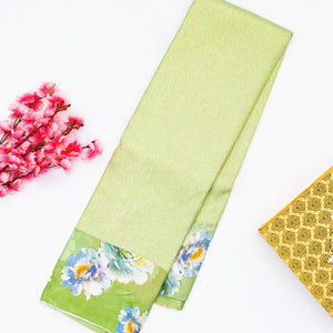 Light Green Handloom Kanchipuram Silk Saree With Printed Border and Pallu