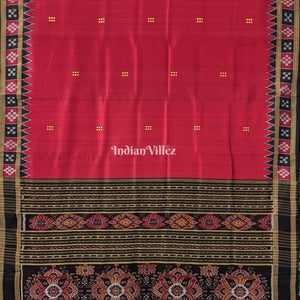 Red Single Border Pasapali Khandua Pata Silk Saree