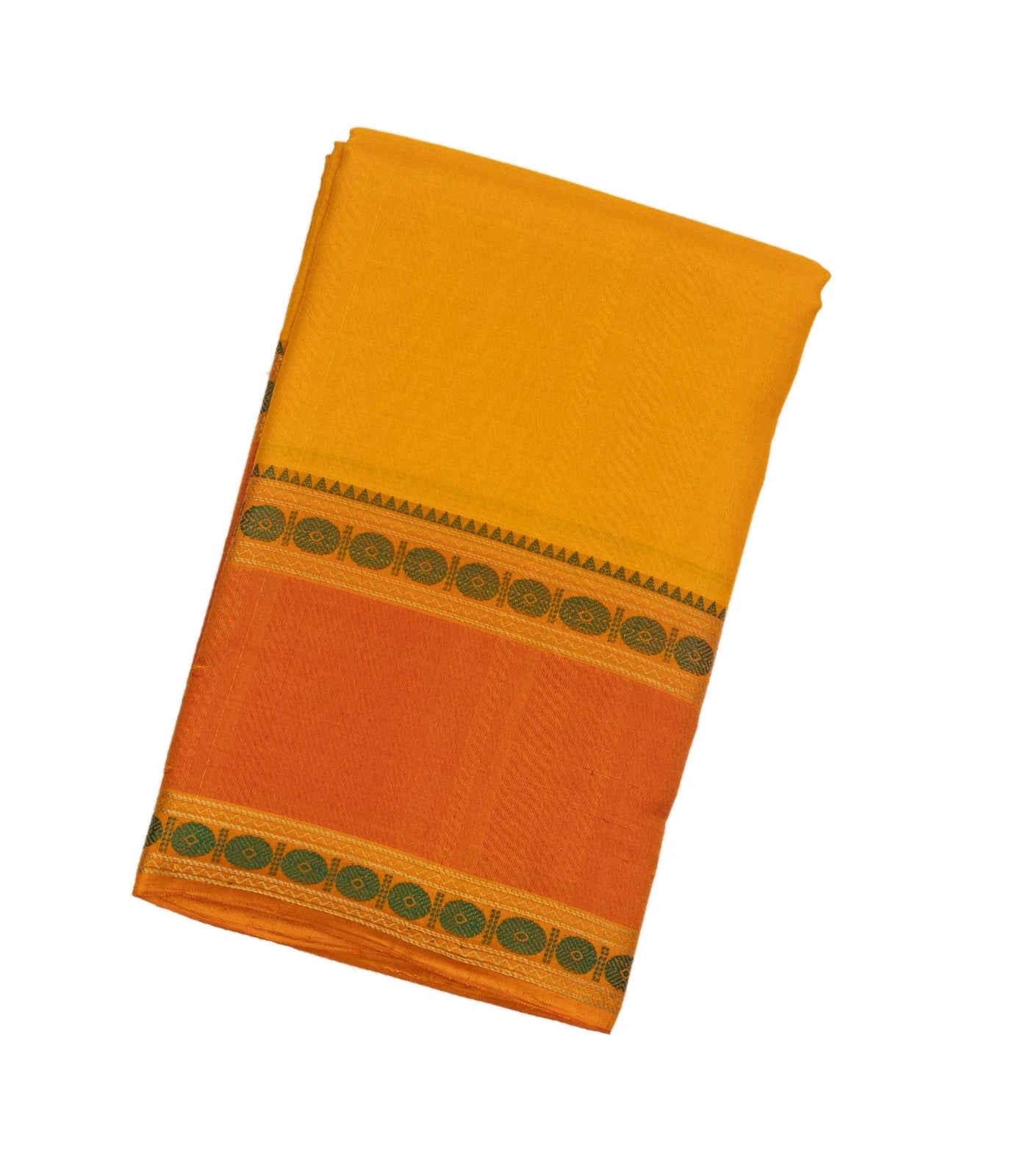 Mustard Handloom Kanchi Cotton Saree With Rudraksham Motifs