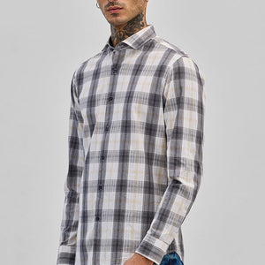 Grey Checks Slim Fit Shirt