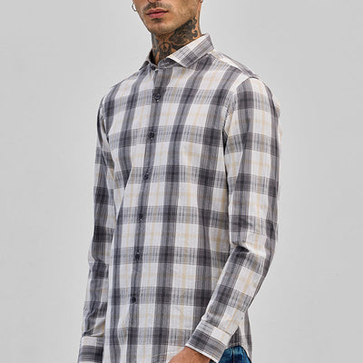Grey Checks Slim Fit Shirt