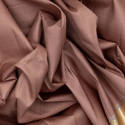Dusty Pink Handloom Kanchipuram Silk Saree With Silk Checks
