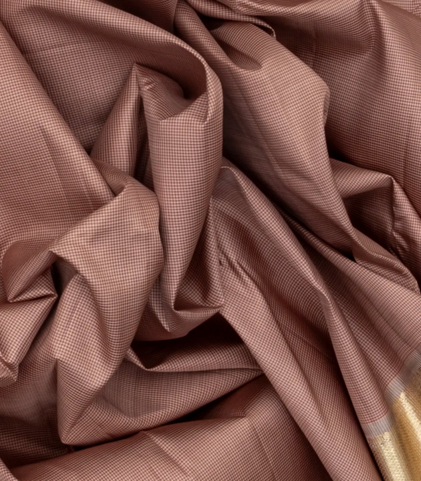 Dusty Pink Handloom Kanchipuram Silk Saree With Silk Checks