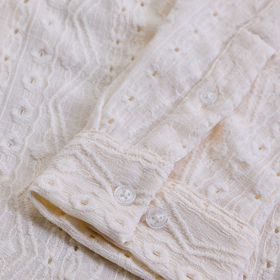 Cream Self-Design Shirt