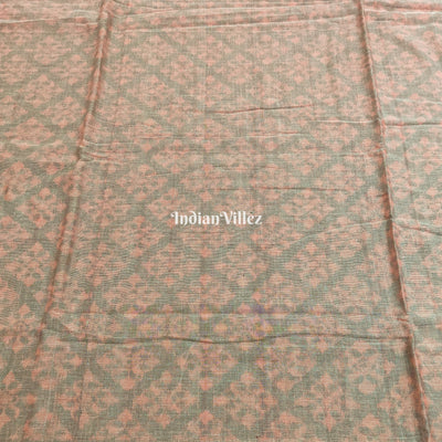 Peach Baby Pink Sambalpuri Ikat Cotton Fabric