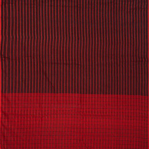 Black Handloom Bengal Cotton Saree With Floral Stripes