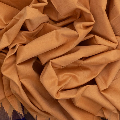 Sandal Handloom Orissa Cotton Saree With Contrast Purple Border