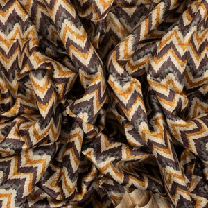 Brown Handwoven Tussar Silk Saree With Printed Chevron Motifs