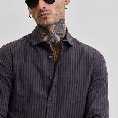 Grey Stripes Slim Fit Shirt