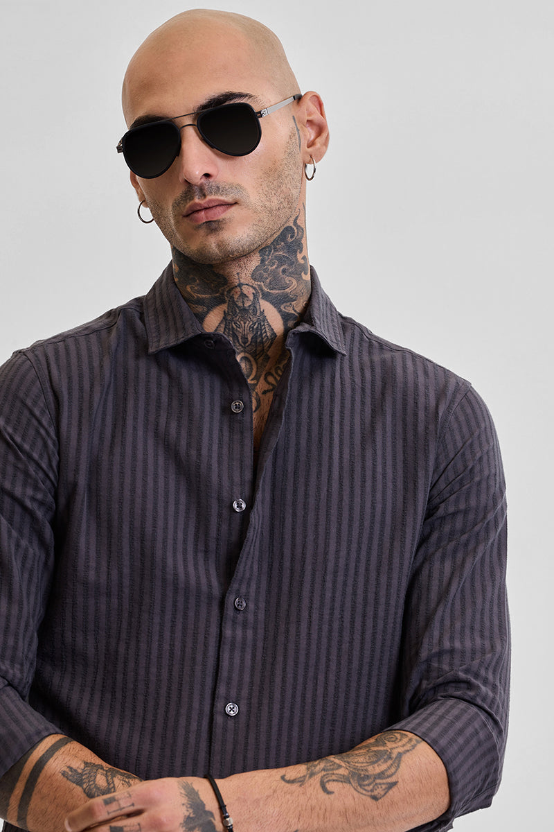 Grey Stripes Slim Fit Shirt