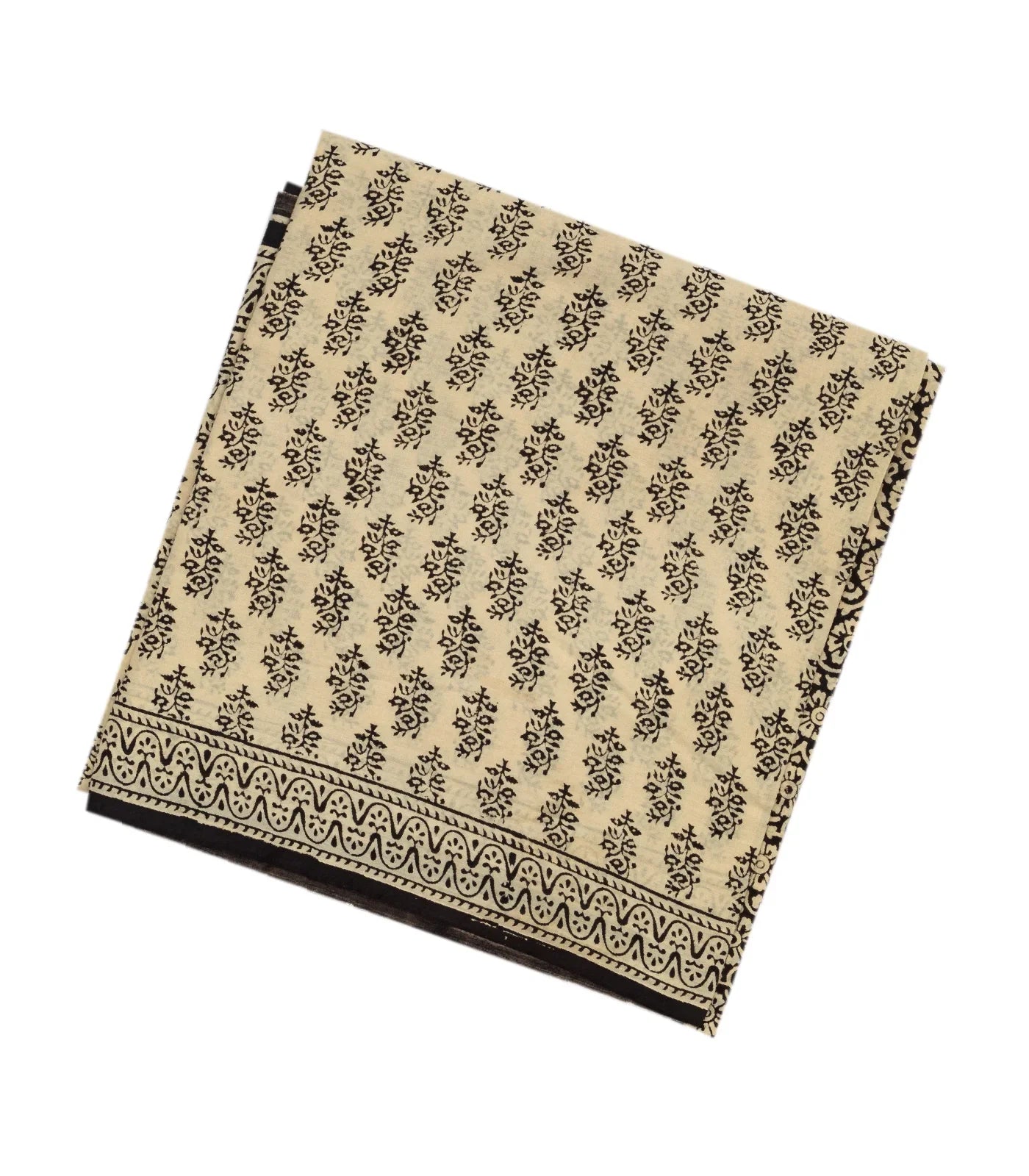 Cream Woven Jaipur Cotton Saree Printed With Floral Motifs