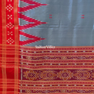 Sky Blue Khandua Silk Saree with Anchal & Border Pasapali Theme