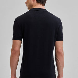 White Colourblocked Zipper Polo T-Shirt