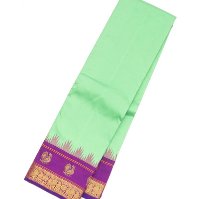 Aquamarine Handloom Kanchipuram Korvai Silk Saree With Purple Border