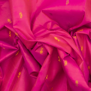 Hot Pink Handloom Kanchipuram Korvai Silk Saree With Floral Buttas