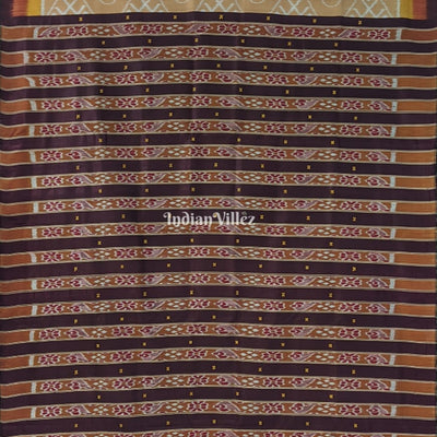 Peach Odisha Ikat Contemporary Silk Saree with Double Pallu