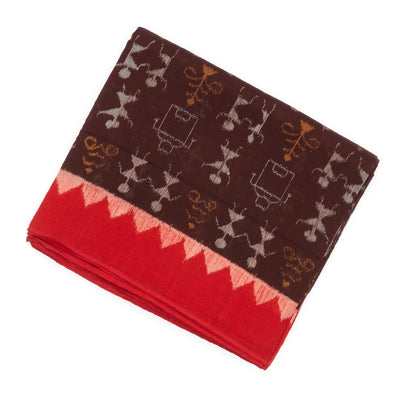 Brown Orissa Cotton Saree With Tie & Dye Motifs