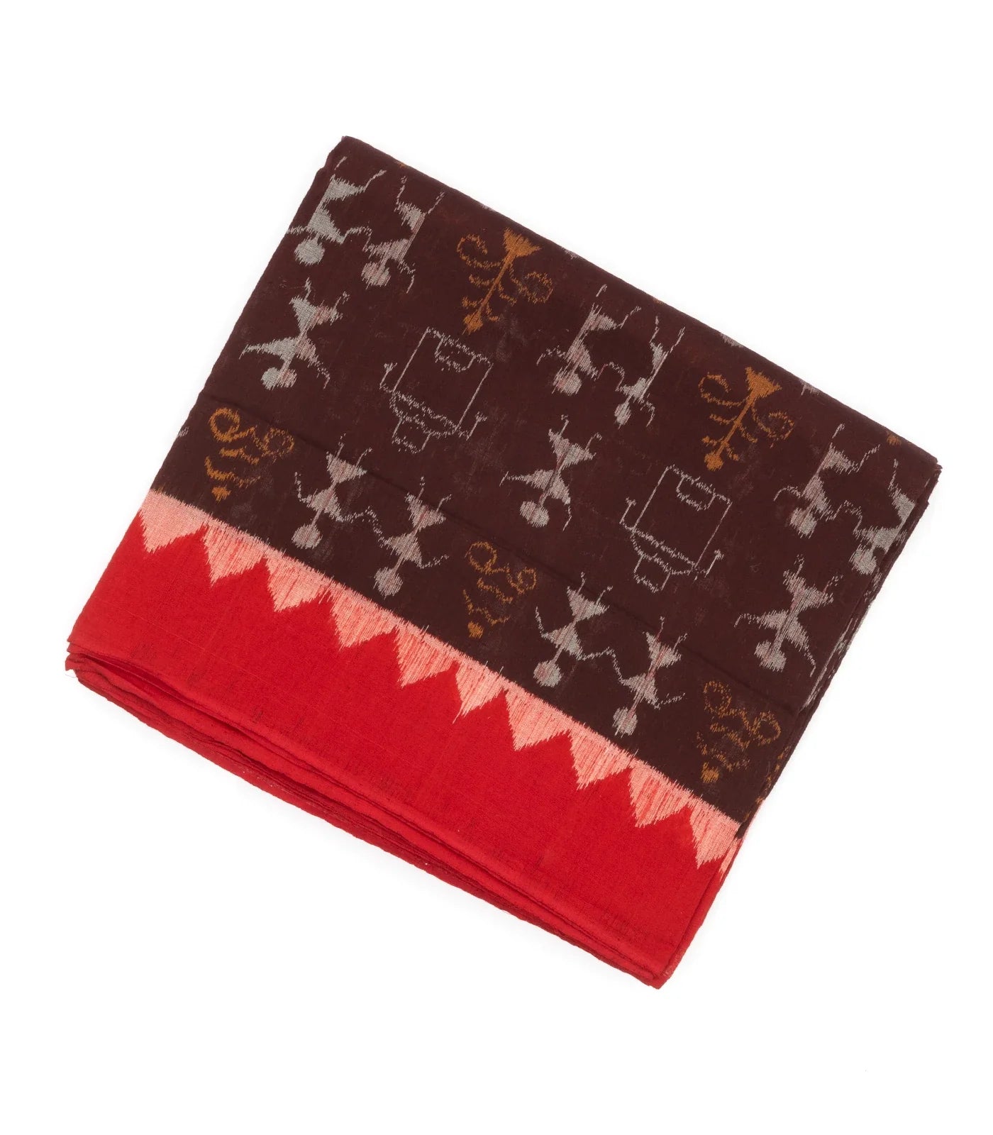 Brown Orissa Cotton Saree With Tie & Dye Motifs