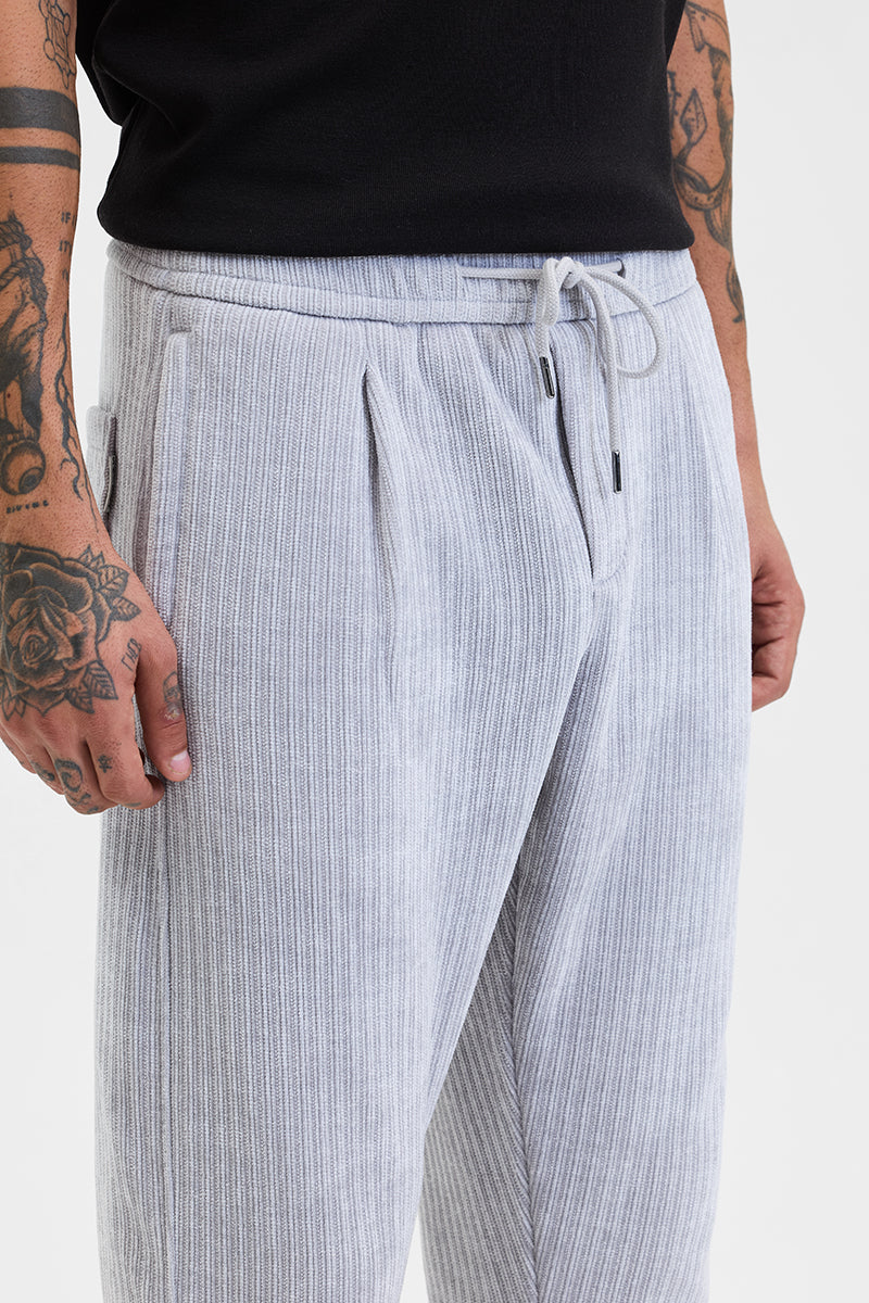 Light Grey Corduroy Relaxed Fit Trousers