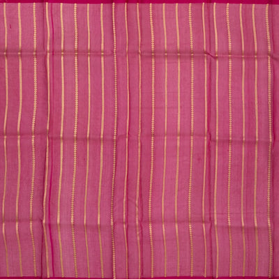 Hot Pink Woven Organza Silk Saree With Floral Motifs
