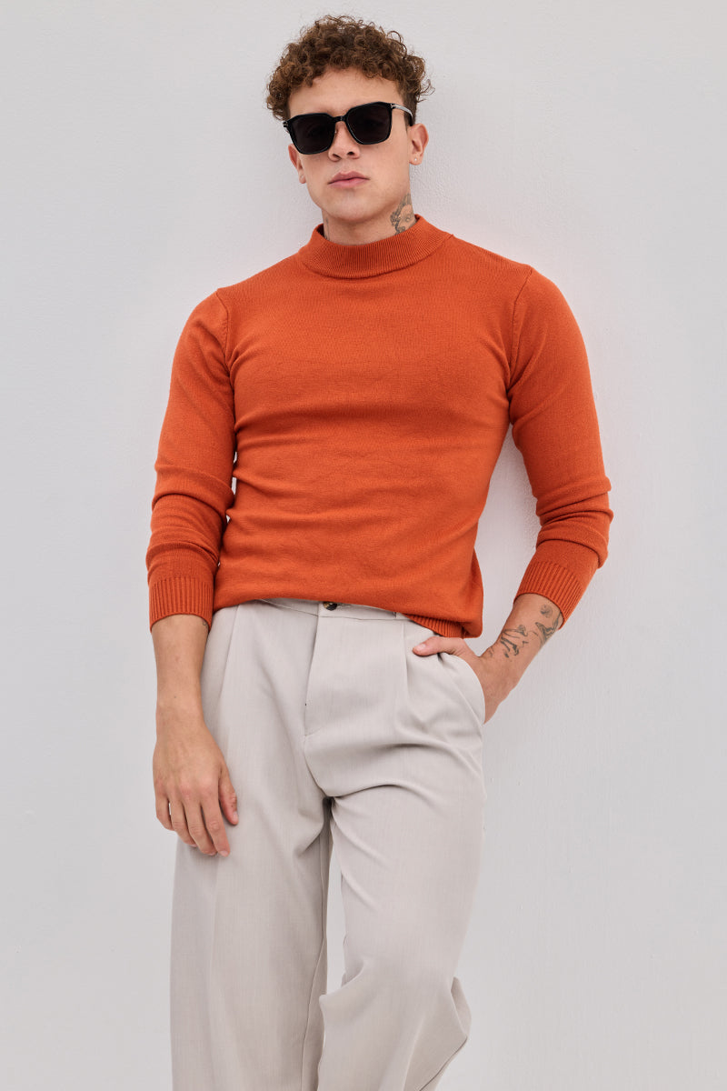 Orange Knitted Sweatshirt