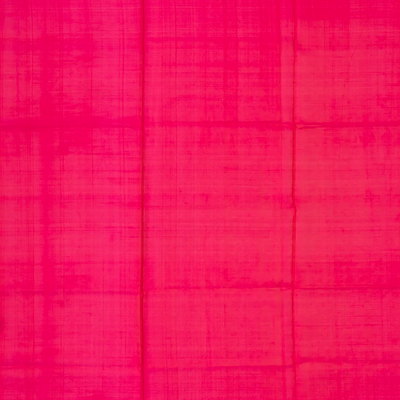 Red Handloom Uppada Silk Saree With Floral Buttas & Pink Pallu